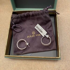 Julie Vos elegant silver hoop earrings.